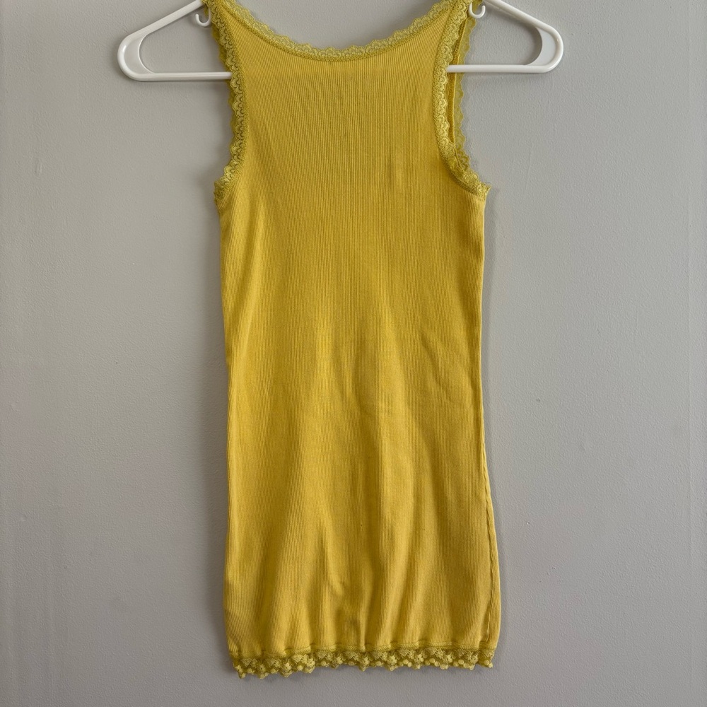 Pink and Yellow Y2K Lace Trim Tank Tops - Small - Picture 5 of 8